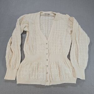 Vintage Pringle of‎ Scotland Cream Cotton Cardigan Made in British Hong Kong